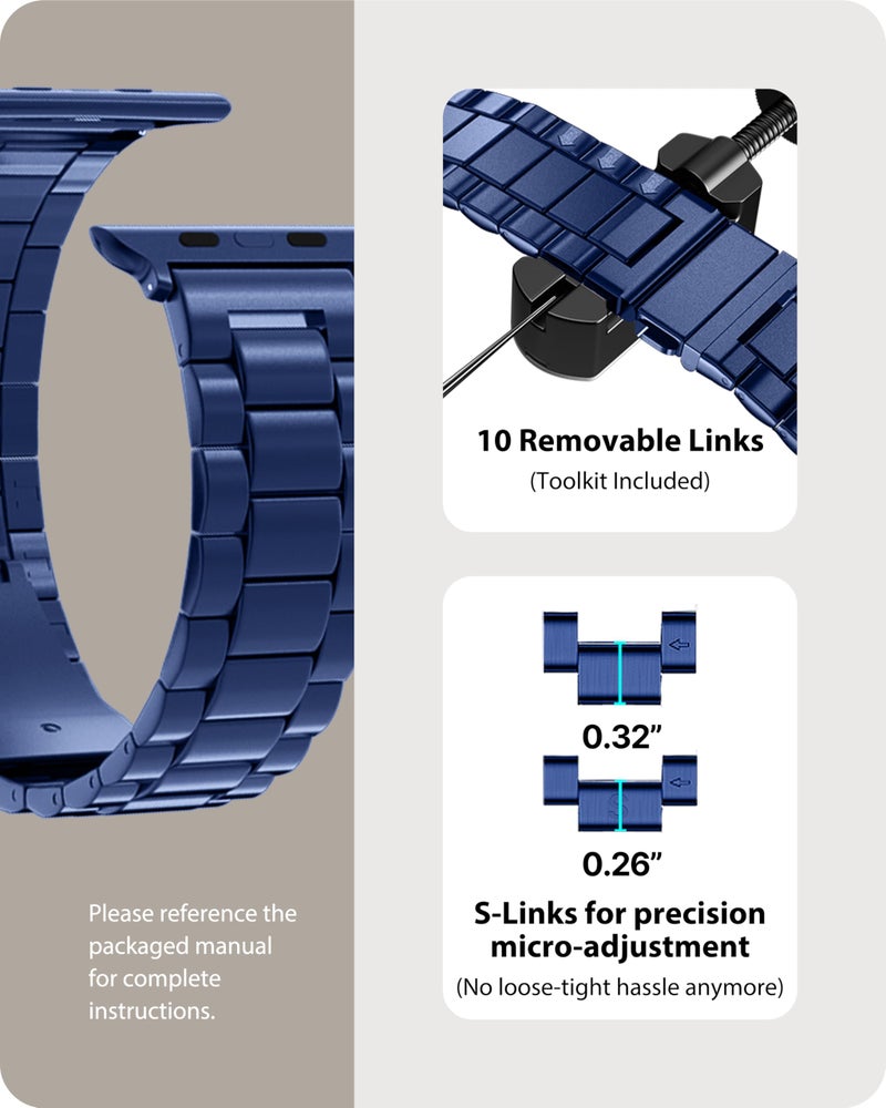 Fullmosa Compatible Apple Watch Band 38mm 40mm 41mm, Stainless Steel iWatch Band with Case for Apple Watch SE3/2/1 Series 9/8/7/6/5/4/3/2/1, 38mm 40mm 41mm,Blue (Watch not Included) - Image 4