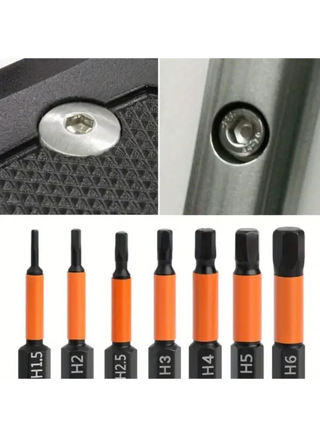 7 قطع تأثير مثقاب هيكس مجموعة 1 4 بوصة هيكس شنك فولاذ S2 مغناطيسي وجع ألين - Image 3