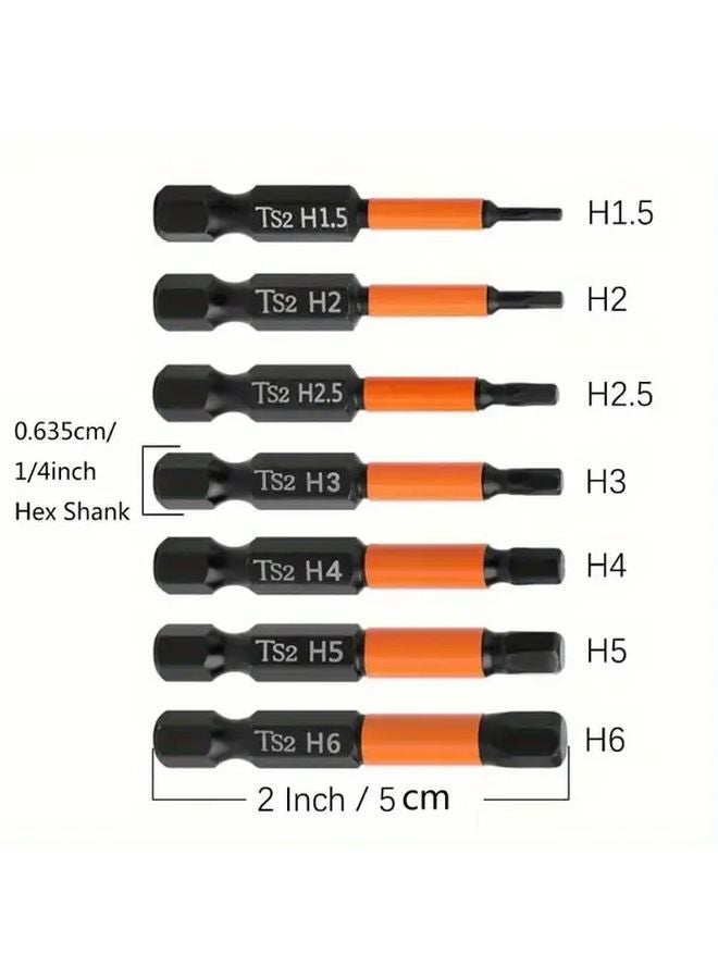 7 قطع تأثير مثقاب هيكس مجموعة 1 4 بوصة هيكس شنك فولاذ S2 مغناطيسي وجع ألين - Image 4
