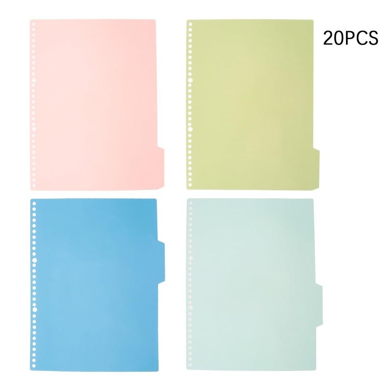 Colorful Page Dividers 20pcs A4 30 Hole Index Tabs Red Yellow Blue Green For Binder Office School Supplies - Image 5