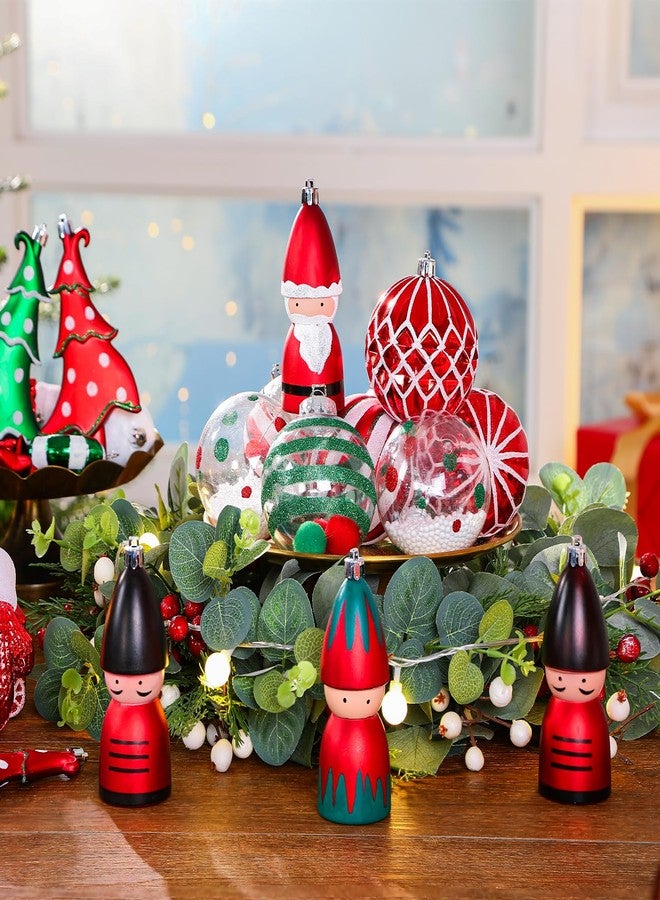 Alupssuc 95pcs Christmas Balls Ornaments Set, Shatterproof Plastic Baubles, Soldiers, Christmas Socks for Xmas Tree Holiday Wedding Party Decorations with Hanging Strings, White, Red and Green - Image 4
