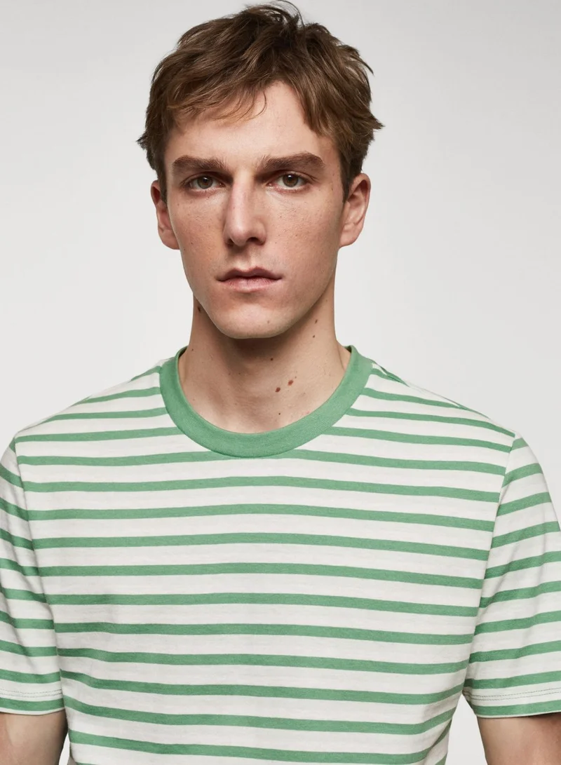 مانجو مان Stripe Crew Neck T-Shirt