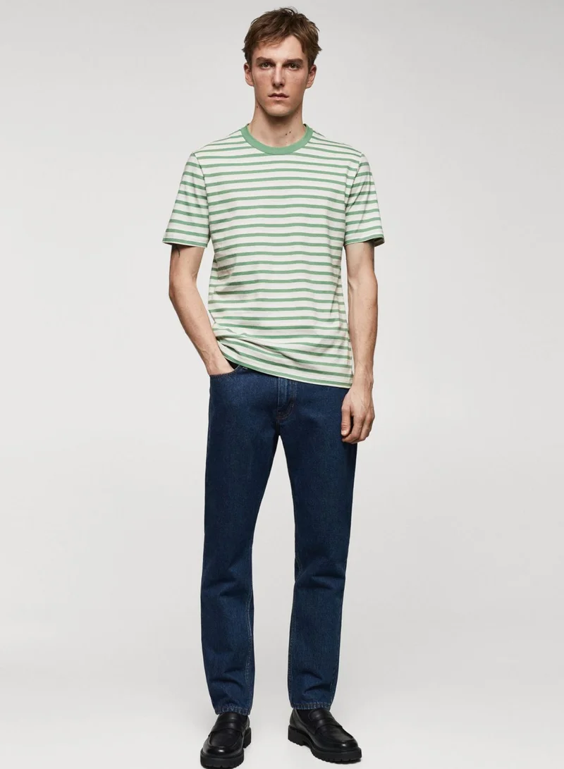 مانجو مان Stripe Crew Neck T-Shirt