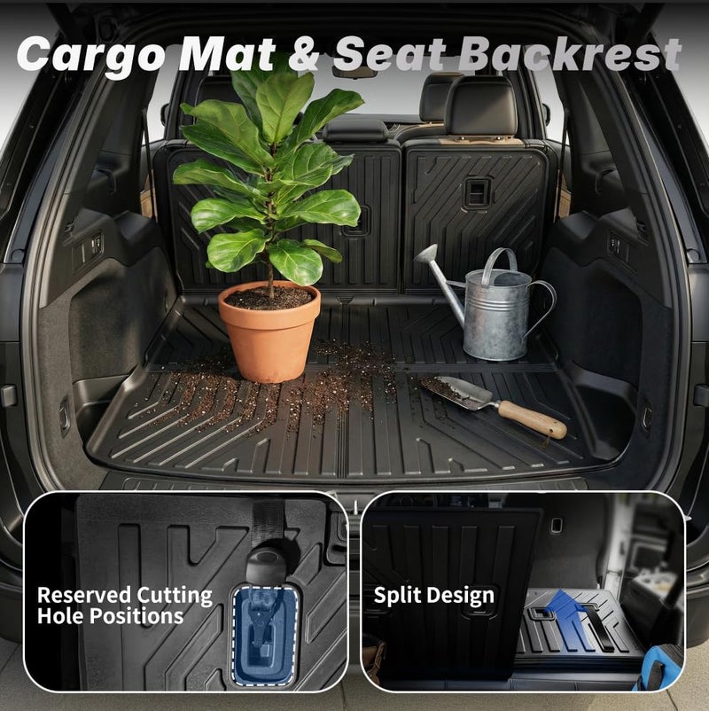 OEDRO Floor Mats Fits for 2022-2026 Jeep Grand Cherokee 5 Seats (Include 4xe Not for WK or L), All Weather Floor Mats Trunk Cargo Mat with Backrest Protectors TPE Jeep Grand Cherokee Car Accessories - Image 5