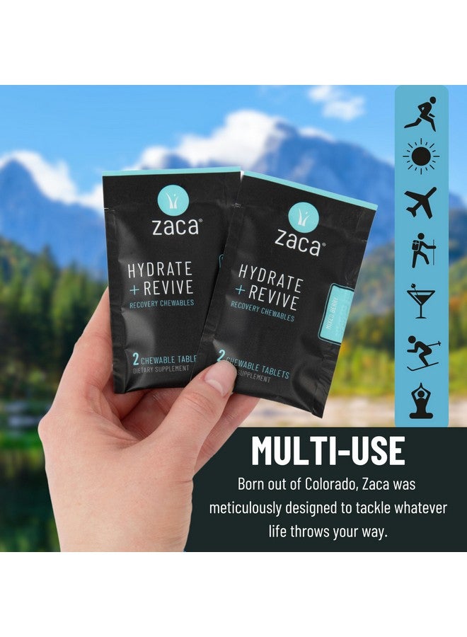 زاكا مكمل غذائي قابل للمضغ من Zaca Recovery | مرطب + منعش | للحفلات والسفر والتمارين الرياضية والارتفاعات | خالٍ من السكر والغلوتين | مزيج التوت، 6 عبوات = 12 قرصًا - Image 4