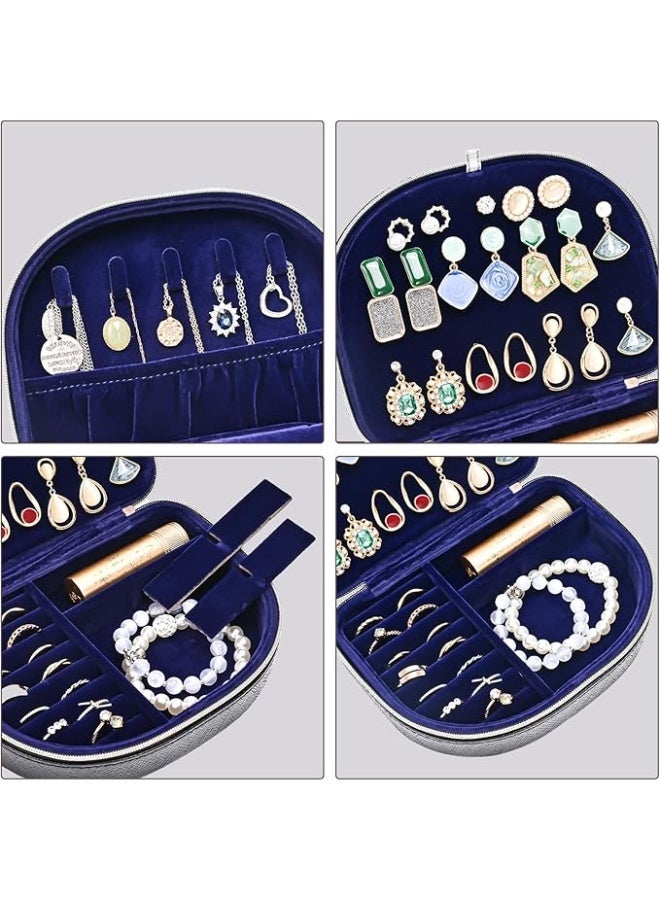 ProCase Travel Size Jewelry Box, Medium Portable Seashell-Shaped Jewelry Case, 2 Layer Mini Jewelry Organizer in PU Leather for Women -Glossy Black - Image 5