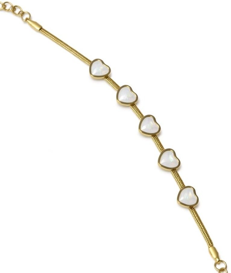 انسيال استانلس ستيل حيه بتصميم  قلوب باللون الابيض مضاد للصدأ - Image 2