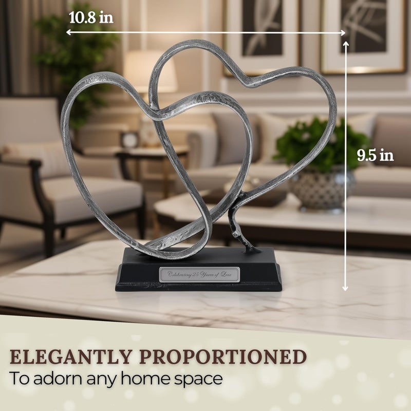 DCAPILLA 25th Anniversary Wedding Gifts â€“ Two Hearts & Cross Keepsake - Ready-to-Gift Includes Present Box, Poem Card, and Engraved Plaque - Image 4