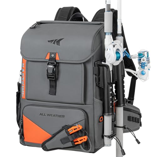 KastKing All Weather Fishing Tackle Backpack with Removable Rod HoldersWaterproof ArmorShield Fabric Fishing Bag Storage Fishing Gear - Image 1