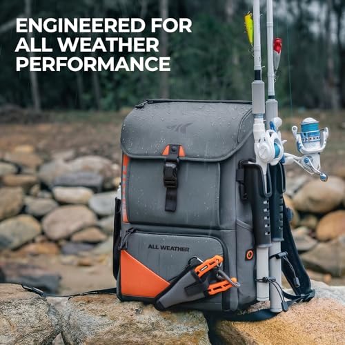 KastKing All Weather Fishing Tackle Backpack with Removable Rod HoldersWaterproof ArmorShield Fabric Fishing Bag Storage Fishing Gear - Image 3
