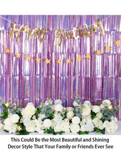 ShiDianYi ShiDianYi Foil Finge Curtains Parties Decorations Lavender 2 Pcs 3.2 ft x6.6 ft Shimmer Curtain Light Purple Photo Shower Backdrop for Birthday Wedding Stage Holiday Party Streamer  - Image 4