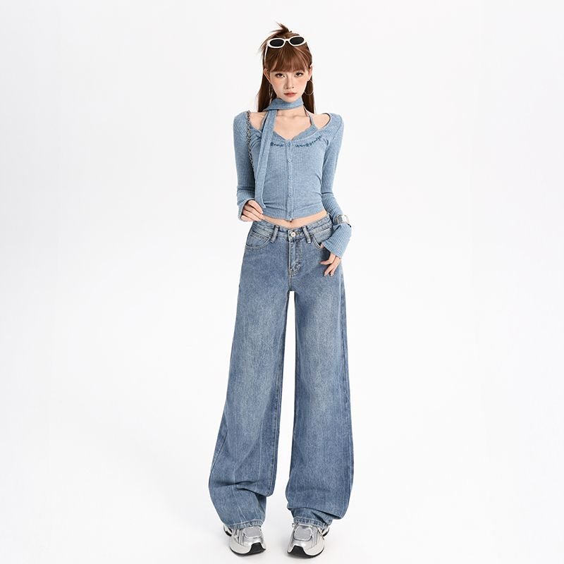 Unisex Classic Denim Jeans Loose Fit Daily Outdoor Wear - Image 1