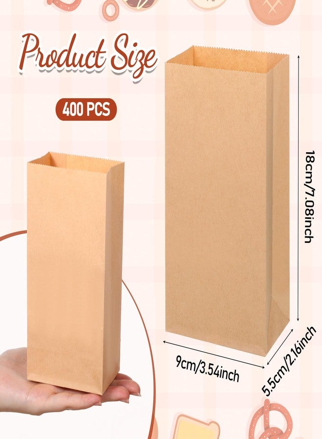 SHENLIU 400 Pack Mini Brown Paper Bags, Small Kraft Paper Bag 1 LB 3.5x2.2x6.7 Inch for Baby Shower Wedding Party Favor Bags Candy Popcorn Treat Bag Bread Cookie Snack Thank You Gift Wrapping Bag Bulk - Image 2