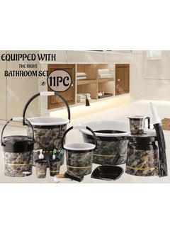 Nabhya Nabhya Plastic Orry 11 Pc Luxurious Complete Bathroom Set & Accessory For Home, Kitchen & Bathroom Set Includes 20 L Bucket, 18 L Tub, Big Stool, Dustbin, And More With Granite Finish (Black)  - Image 3
