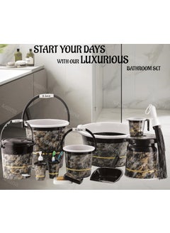 Nabhya Nabhya Plastic Orry 11 Pc Luxurious Complete Bathroom Set & Accessory For Home, Kitchen & Bathroom Set Includes 20 L Bucket, 18 L Tub, Big Stool, Dustbin, And More With Granite Finish (Black)  - Image 2