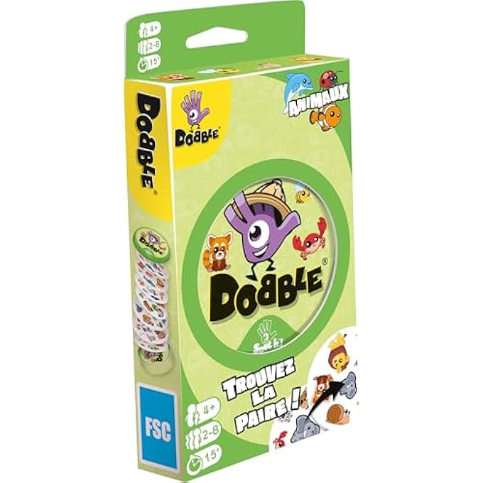 DOBBLE Zygomatic   Animals  2021 Edition  Board Game  Ages 6  2 to 8 Players  15 Minutes - Image 1