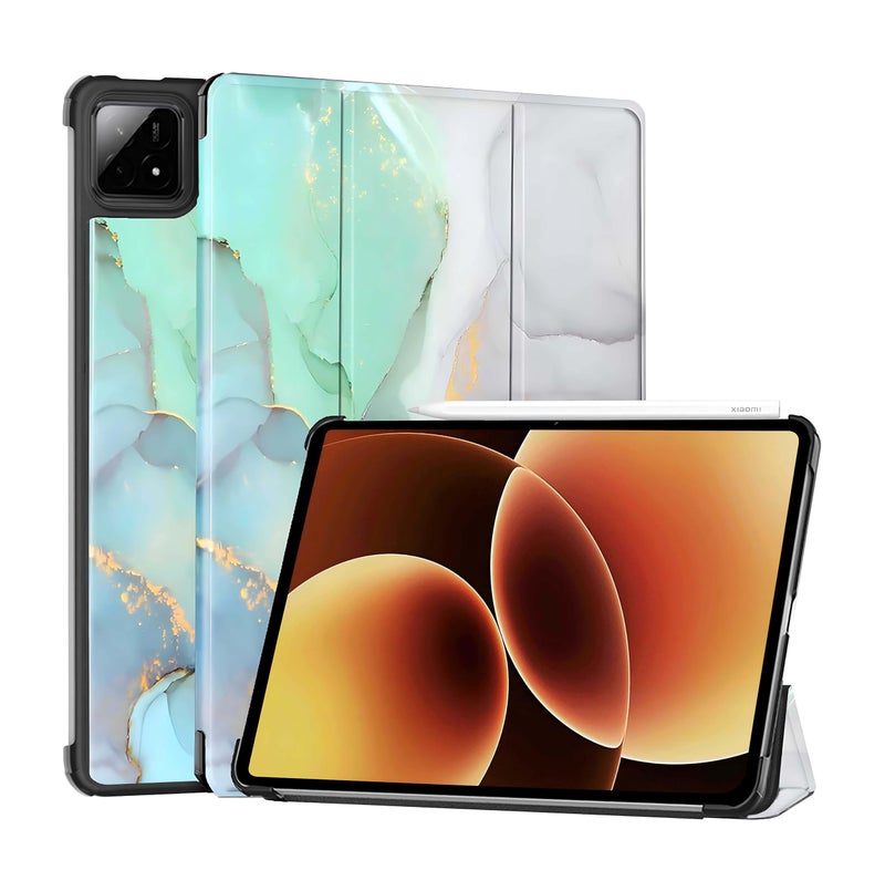 ProElite Cover for Xiaomi Mi Pad 8/8 Pro/Mi Pad 7/7 Pro 11.2 inch Cover Case, Trifold Flip Case Cover, Support Auto Sleep Wake, Marble Green - Image 1
