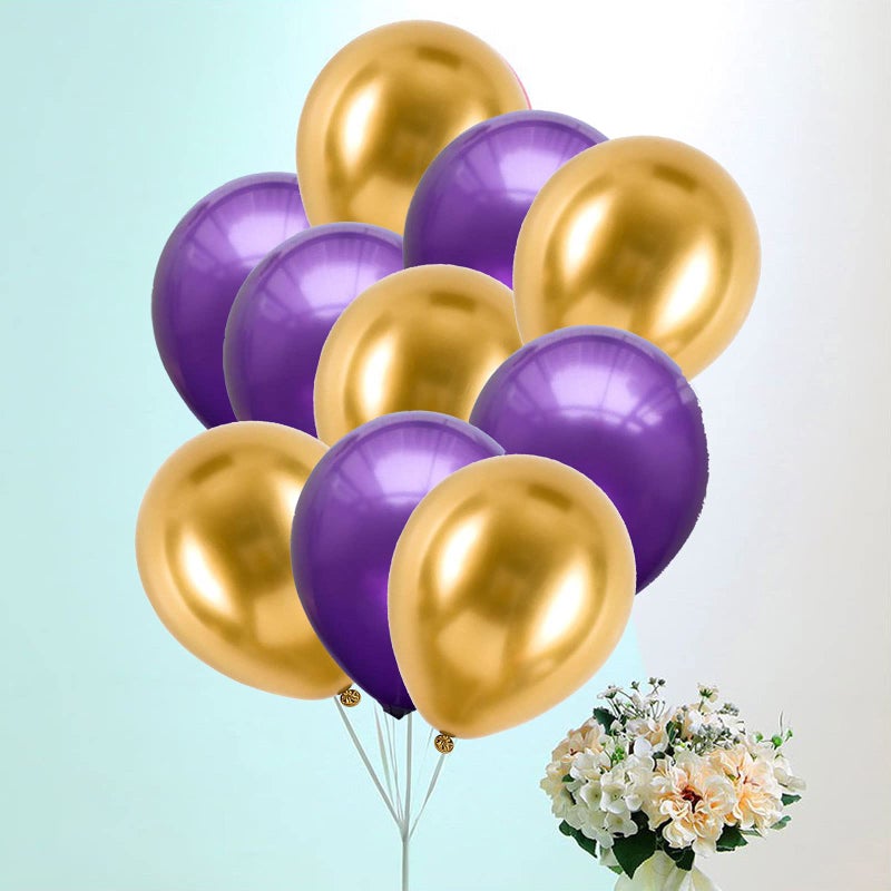 YESON 12 Inch Purple and Gold Balloons Latex Helium Party Balloon DecorationsPack of 50 - Image 3