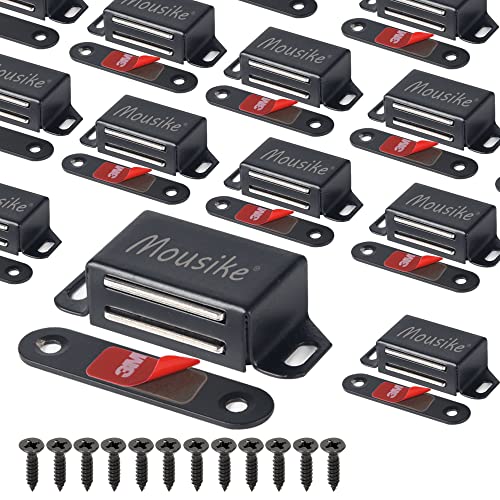 Mousike Cabinet Magnets 30lb Black Door Magnets with Strong Magnetic for Kitchen Cupboard Wardrobe Closet Cabinet Door Drawer Latch 16 Pack - Image 1