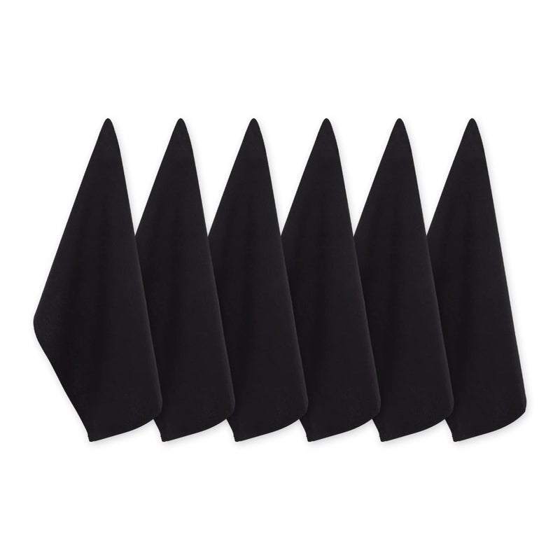 DII Basic Solid Dishtowel Collection Cotton Flat Woven, Small Set, 18x28, Black, 6 Piece - Image 1