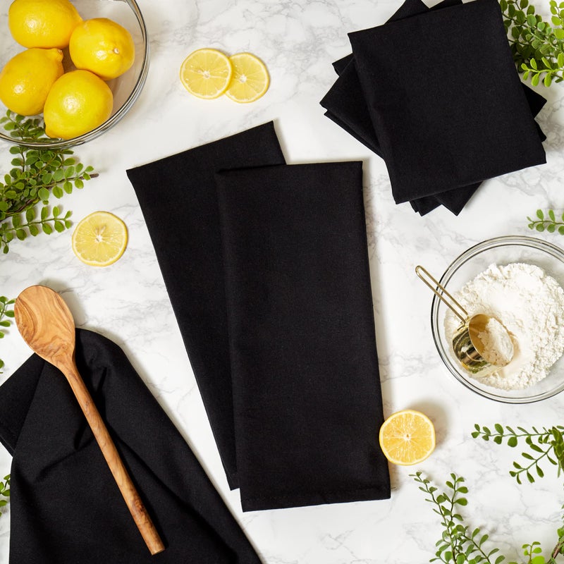 DII Basic Solid Dishtowel Collection Cotton Flat Woven, Small Set, 18x28, Black, 6 Piece - Image 5