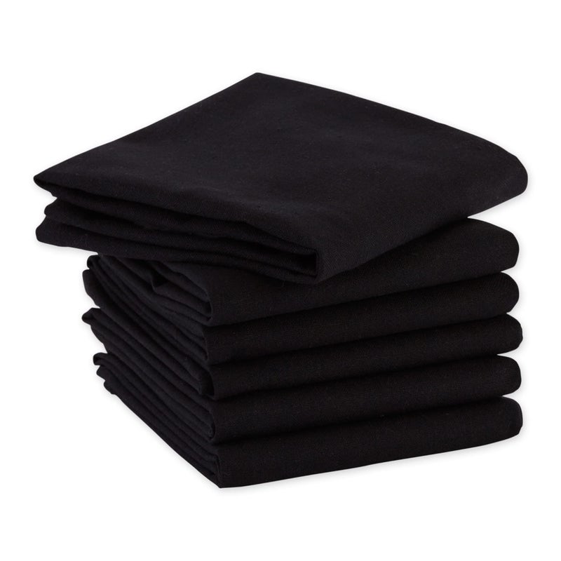 DII Basic Solid Dishtowel Collection Cotton Flat Woven, Small Set, 18x28, Black, 6 Piece - Image 3