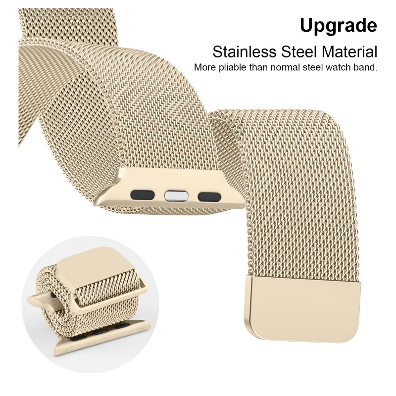 Mugust Stainless Steel Magnetic Band Compatible with Apple Watch Band Series 9 8 7 41mm 45mm / Ultra/Ultra 2 49mm / Series 3 38mm 42mm /Series 6 5 4 SE 40mm 44mm, Milanese Loop Replacement Metal Mesh - Image 3