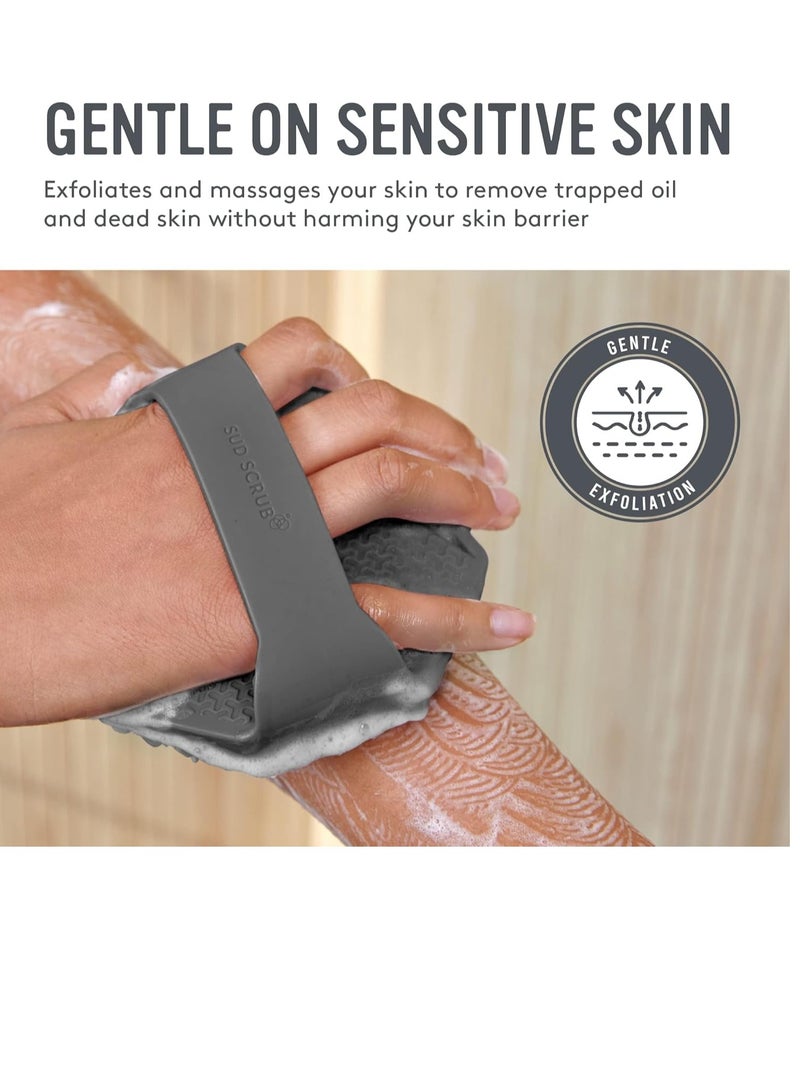 Sud Scrub® Antimicrobial Silicone Body Scrubber, Exfoliating Body Scrubber for Sensitive Skin, Eco Friendly Shower Scrubber for Body, Silicone Body Brush for Showering, Charcoal - Image 4