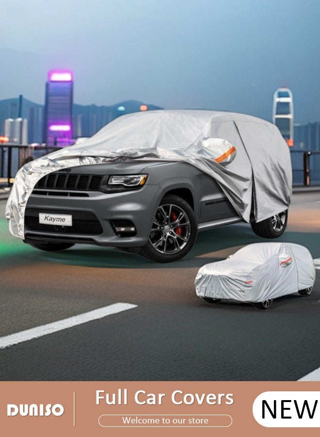 DUNISO SUV Full Car Covers with Reflective Strip Sunscreen UV Protection Indoor Outdoor Sunscreen Heat Protection DustWind/ Water/ Weatherproof Anti-Uv Scratch-Resistant Sedan Universal Suit - Image 1