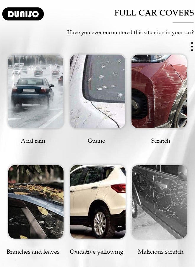 DUNISO SUV Full Car Covers with Reflective Strip Sunscreen UV Protection Indoor Outdoor Sunscreen Heat Protection DustWind/ Water/ Weatherproof Anti-Uv Scratch-Resistant Sedan Universal Suit - Image 2