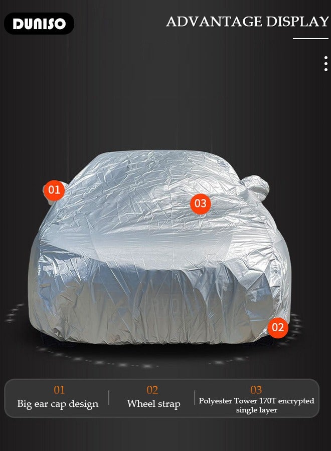 DUNISO SUV Full Car Covers with Reflective Strip Sunscreen UV Protection Indoor Outdoor Sunscreen Heat Protection DustWind/ Water/ Weatherproof Anti-Uv Scratch-Resistant Sedan Universal Suit - Image 3