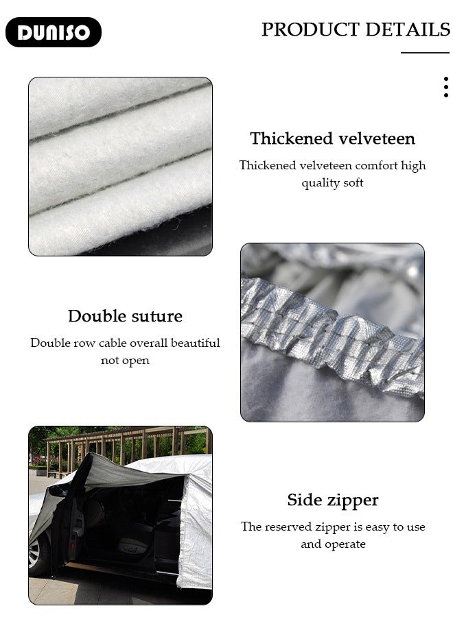 DUNISO SUV Full Car Covers with Reflective Strip Sunscreen UV Protection Indoor Outdoor Sunscreen Heat Protection DustWind/ Water/ Weatherproof Anti-Uv Scratch-Resistant Sedan Universal Suit - Image 4