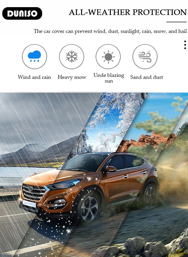 DUNISO SUV Full Car Covers with Reflective Strip Sunscreen UV Protection Indoor Outdoor Sunscreen Heat Protection DustWind/ Water/ Weatherproof Anti-Uv Scratch-Resistant Sedan Universal Suit - Image 5