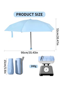 KASTWAVE Folding Umbrella, 6 Ribs Mini Travel Umbrella Sun Umbrella Windproof Rain Umbrella Lightweight Small Compact Women Umbrellas Small Anti-UV Umbrella for Sun Rain  - Image 2