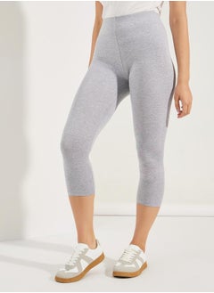 Styli Elastic Waistband Basic Capri Length Leggings  - Image 2