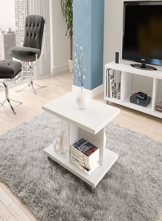 POLITORNO MOVEIS Center Coffee Table  White Color90x40.5x60 cm  - Image 3
