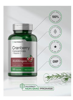 Horbaach Cranberry Concentrate Extract Pills  Vitamin C 30,000mg 120 Capsules 