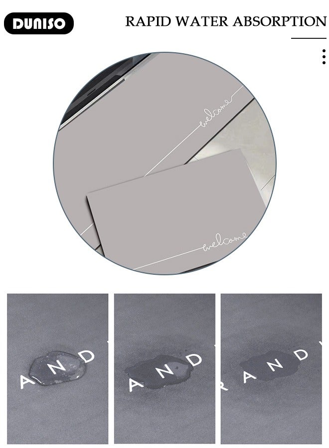 DUNISO مجموعة حصائر حمام من طين الدياتوم، سجادة مطبخ، حصائر استحمام فائقة النعومة والامتصاص، حصائر حمام غير قابلة للانزلاق، تجف بسرعة، حصيرة أرضية لحمام الاستحمام والدش 40*60 سم/40*120 سم - Image 3