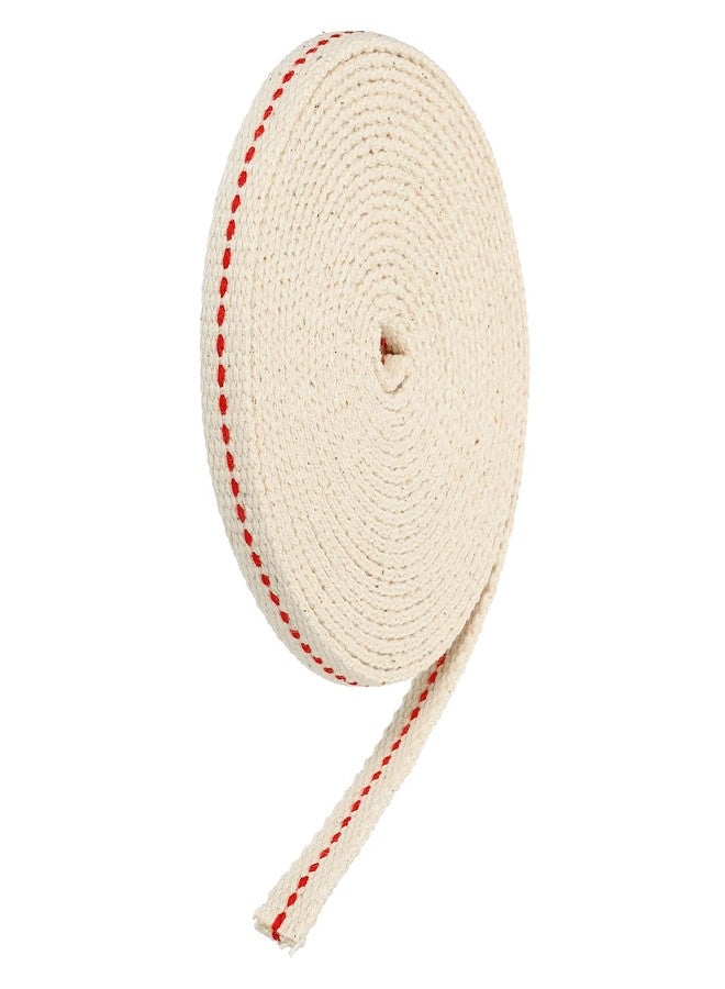 ميكسينيتي فتيلة مصباح زيتي من ميكانيكسي، مسطحة بعرض 0.35 بوصة، بطول 10 أقدام، مصنوعة من القطن، مع خياطة حمراء، لإضاءة موقد الكيروسين. - Image 1