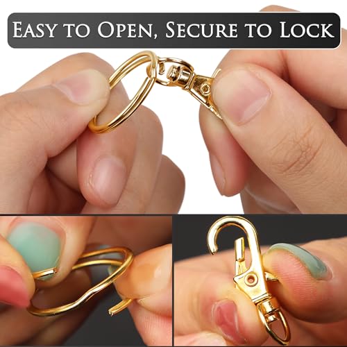 Bonison Gold Keychain Making Kit 50PCS – 25 Lobster Claw Clasps & 25 Key Rings, DIY Jewelry Craft Accessories for Handmade Projects - Image 5
