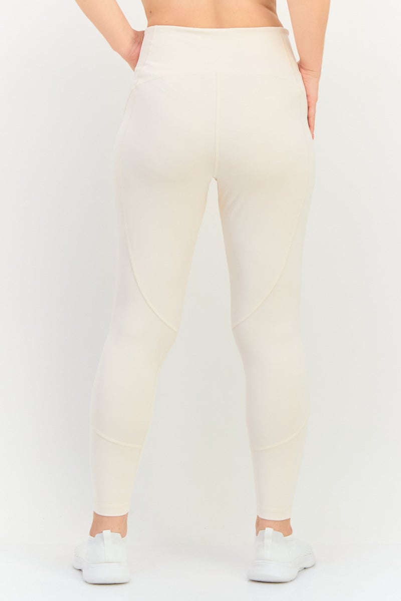 Adidas Women  Tight Fit High Rise Training Leggings, Cream - Image 4