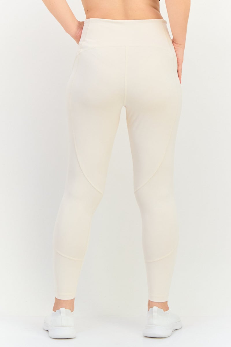 Adidas Women  Tight Fit High Rise Training Leggings, Cream - Image 3