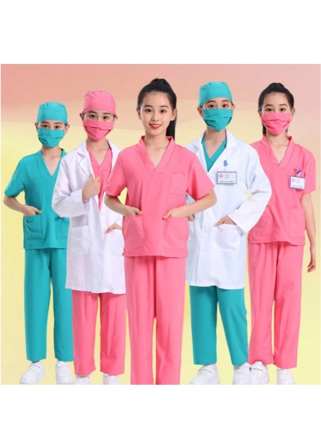 6 Pcs Doctor Costume Set Cosplay Costume Sets for Kids Pink - Image 5