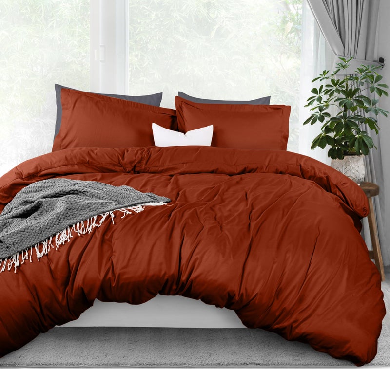 Utopia Bedding Duvet Cover Queen Size - 3 Piece with Zipper Closure - 1 Comforter Cover 90X90 Inches & 2 Pillow Shams 20X26 Inches (Orange) Comforter Not Included - Image 1