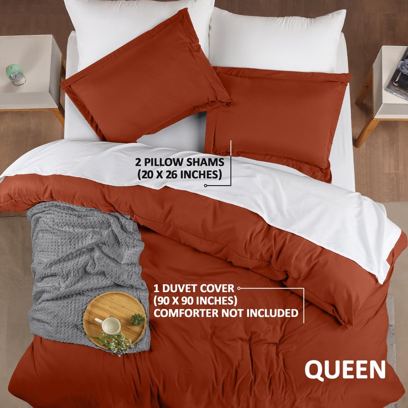 Utopia Bedding Duvet Cover Queen Size - 3 Piece with Zipper Closure - 1 Comforter Cover 90X90 Inches & 2 Pillow Shams 20X26 Inches (Orange) Comforter Not Included - Image 2