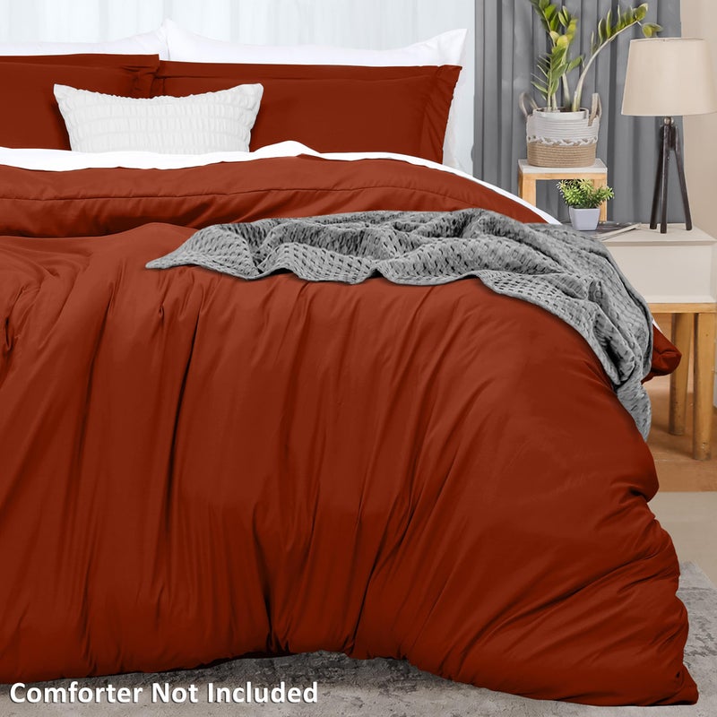 Utopia Bedding Duvet Cover Queen Size - 3 Piece with Zipper Closure - 1 Comforter Cover 90X90 Inches & 2 Pillow Shams 20X26 Inches (Orange) Comforter Not Included - Image 4