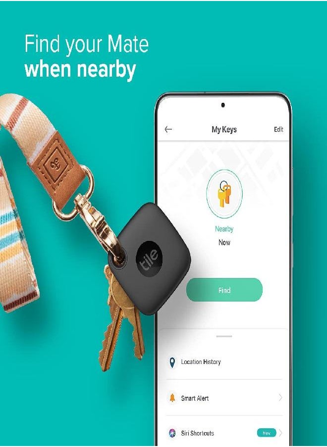 tile - Tile Mate 1-Pack. Black. Bluetooth Tracker, Keys Finder and Item Locator for Keys, Bags and More; Up to 250 ft. Range. Water-Resistant. Phone Finder. iOS and Android Compatible. - Image 1