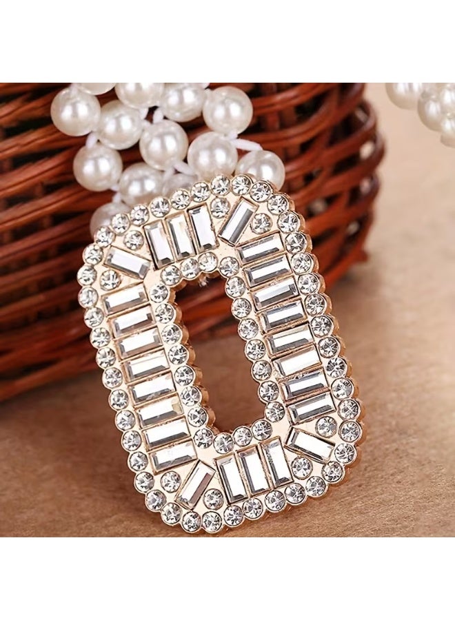 Goolsky 1pc Elegant Women's Faux Imitation Pearl Elastic Waist Belt with Sparkling Rhinestone Buckle - Vintage Bohemian Style Adjustable Stretch Fit for Dresses, Sweaters, Coats & Evening Gowns - Daily Commute & Formal Events, Versatile Fashion Accessory | Bead Embellishments, Belts for Dresses - Image 3