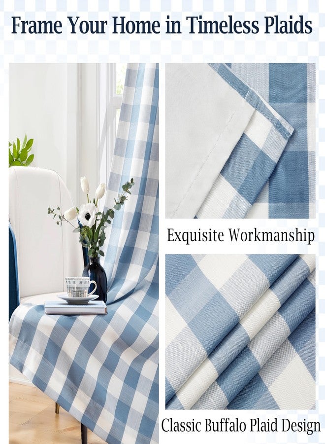 Bapawfish 90 Inches Long Buffalo Plaid Blackout Curtain Panels for Bedroom Living Room,Dusty Blue Thermal Insulated Gingham Drapes,Farmhouse Window Treatment,Rod Pocket Back Tabs,40" Wx90 Lx2 - Image 5