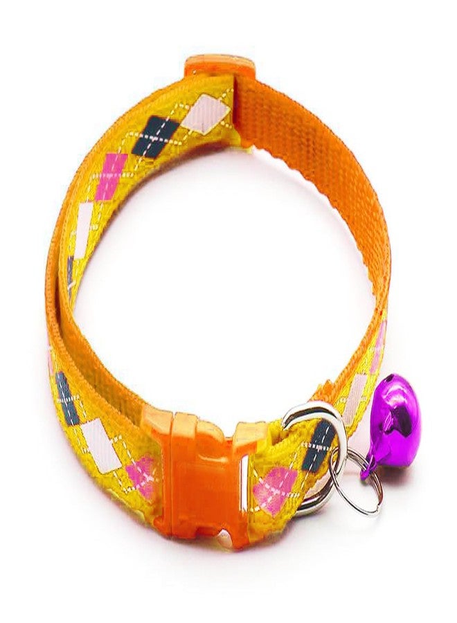 Litvibes Cat & Puppy Collar with Bell,Kitten & Small Dogs Soft Adjustable,Safe,Solid & Protective Breakaway for Cats & Puppies,Cute Kitty Neckband with Diamond Print-(Purple,Yellow,Green) - Image 2